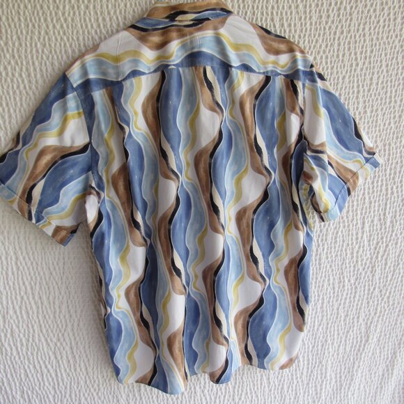 Solemare Maus & Hoffman Mens XL Button Up Shirt All Over Print Sea Sand - Picture 9 of 10